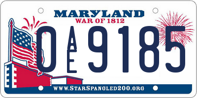 MD license plate 0AE9185