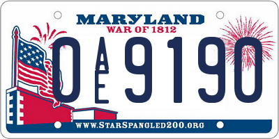 MD license plate 0AE9190