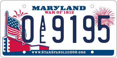 MD license plate 0AE9195