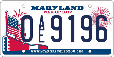 MD license plate 0AE9196