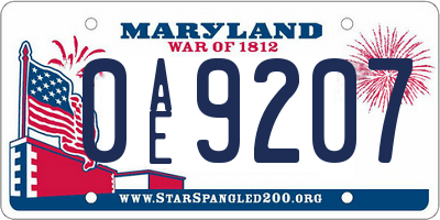 MD license plate 0AE9207