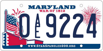 MD license plate 0AE9224