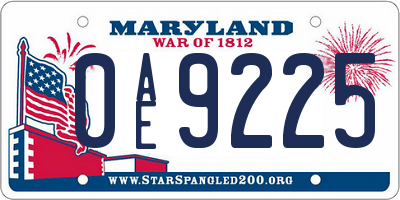 MD license plate 0AE9225
