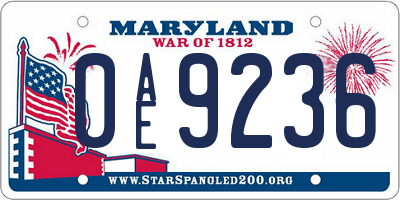 MD license plate 0AE9236