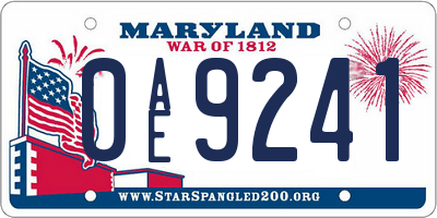 MD license plate 0AE9241