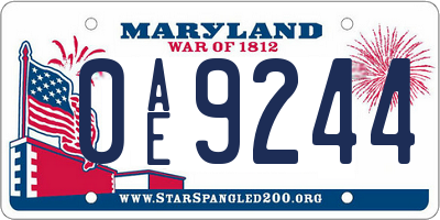 MD license plate 0AE9244