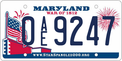 MD license plate 0AE9247