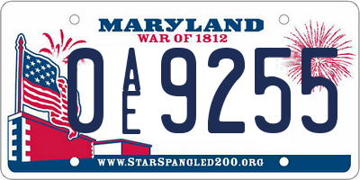 MD license plate 0AE9255