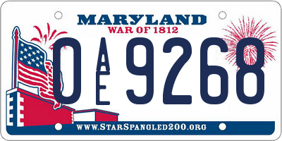 MD license plate 0AE9268