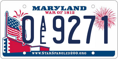 MD license plate 0AE9271