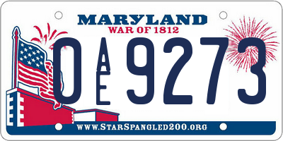 MD license plate 0AE9273