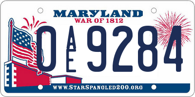 MD license plate 0AE9284