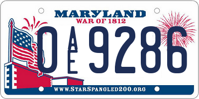 MD license plate 0AE9286