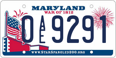 MD license plate 0AE9291