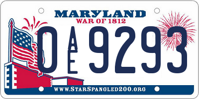 MD license plate 0AE9293