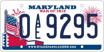 MD license plate 0AE9295