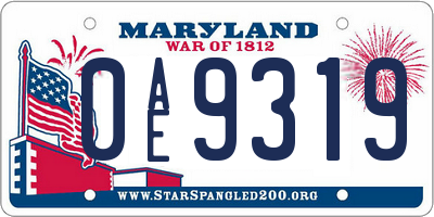 MD license plate 0AE9319