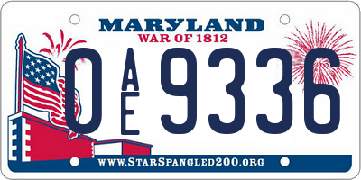 MD license plate 0AE9336