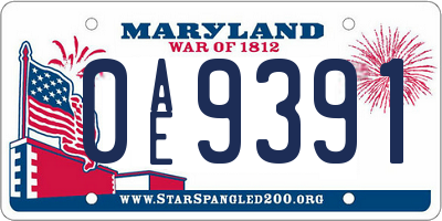 MD license plate 0AE9391