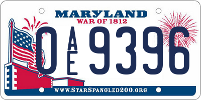 MD license plate 0AE9396