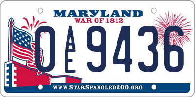 MD license plate 0AE9436
