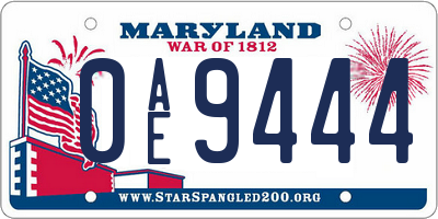 MD license plate 0AE9444
