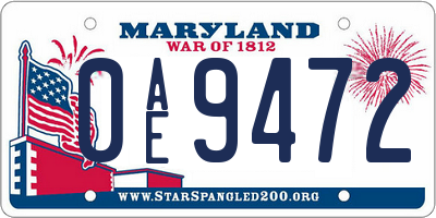 MD license plate 0AE9472