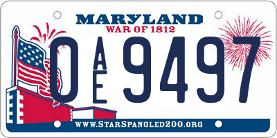 MD license plate 0AE9497
