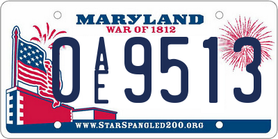 MD license plate 0AE9513