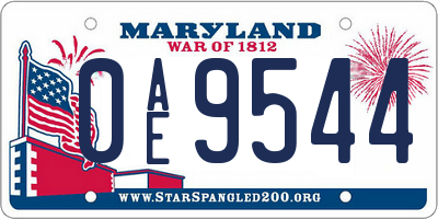 MD license plate 0AE9544