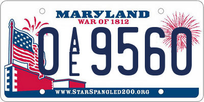 MD license plate 0AE9560