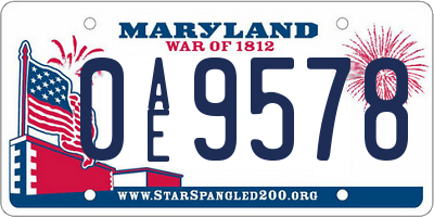 MD license plate 0AE9578