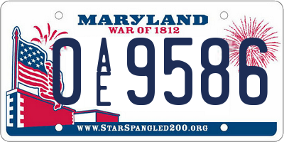 MD license plate 0AE9586