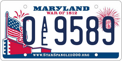 MD license plate 0AE9589