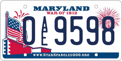 MD license plate 0AE9598