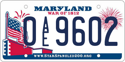 MD license plate 0AE9602