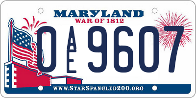 MD license plate 0AE9607