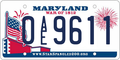 MD license plate 0AE9611
