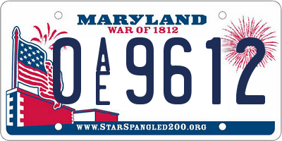 MD license plate 0AE9612