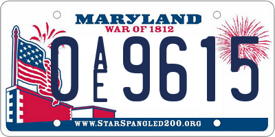 MD license plate 0AE9615