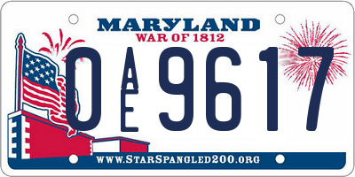 MD license plate 0AE9617