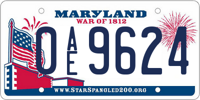 MD license plate 0AE9624