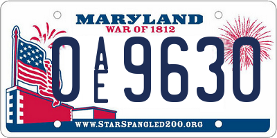 MD license plate 0AE9630