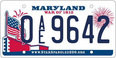 MD license plate 0AE9642