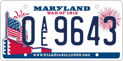 MD license plate 0AE9643