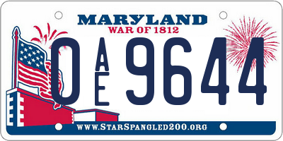 MD license plate 0AE9644
