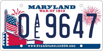 MD license plate 0AE9647