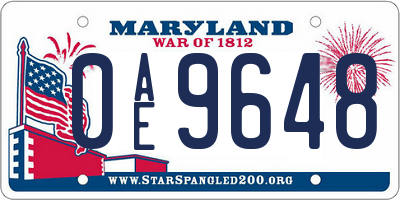 MD license plate 0AE9648