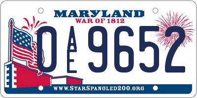 MD license plate 0AE9652