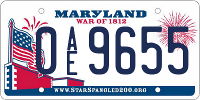 MD license plate 0AE9655